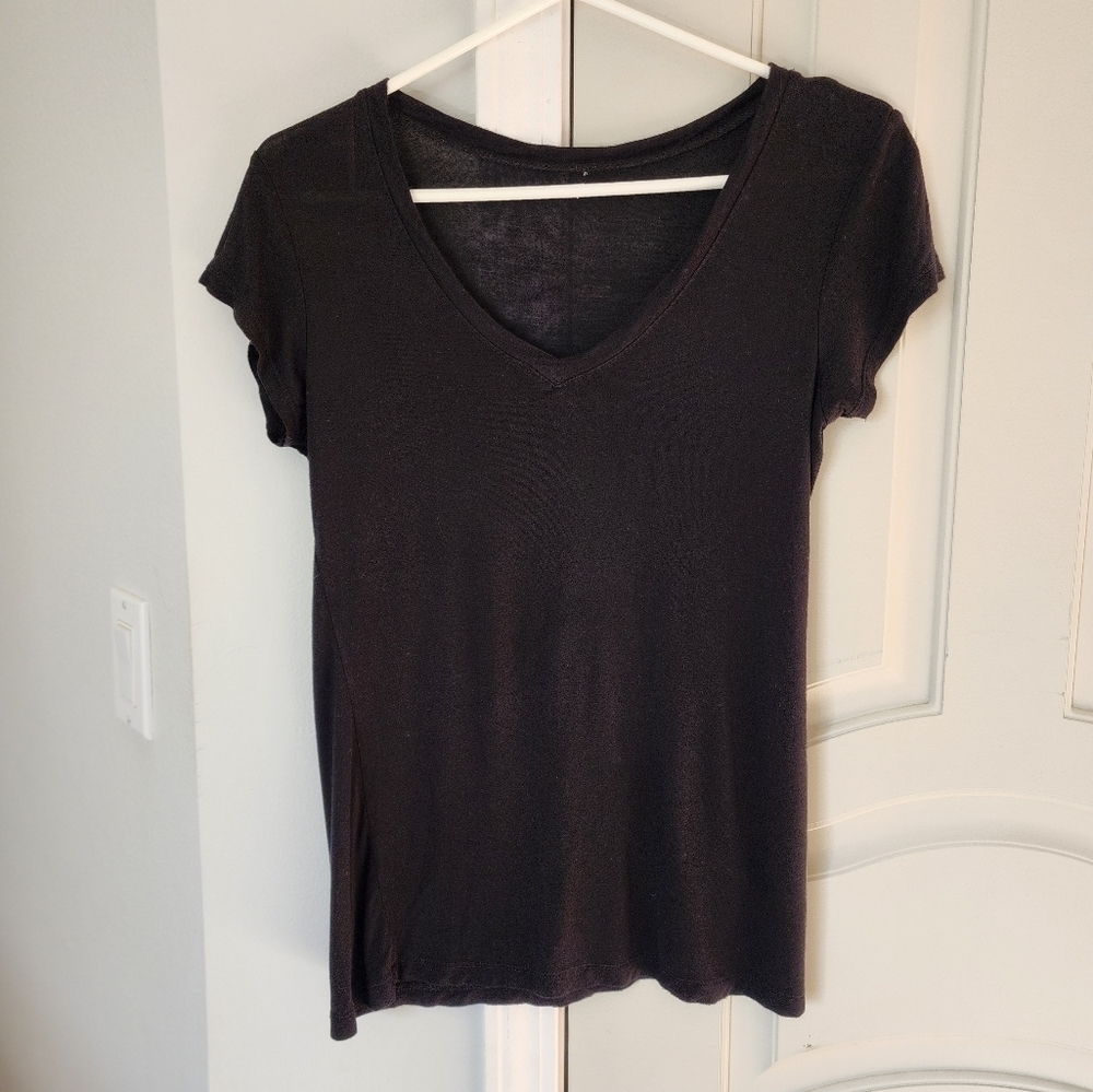 V-neck Basic Soft Rayon Short Sleeve Tee M